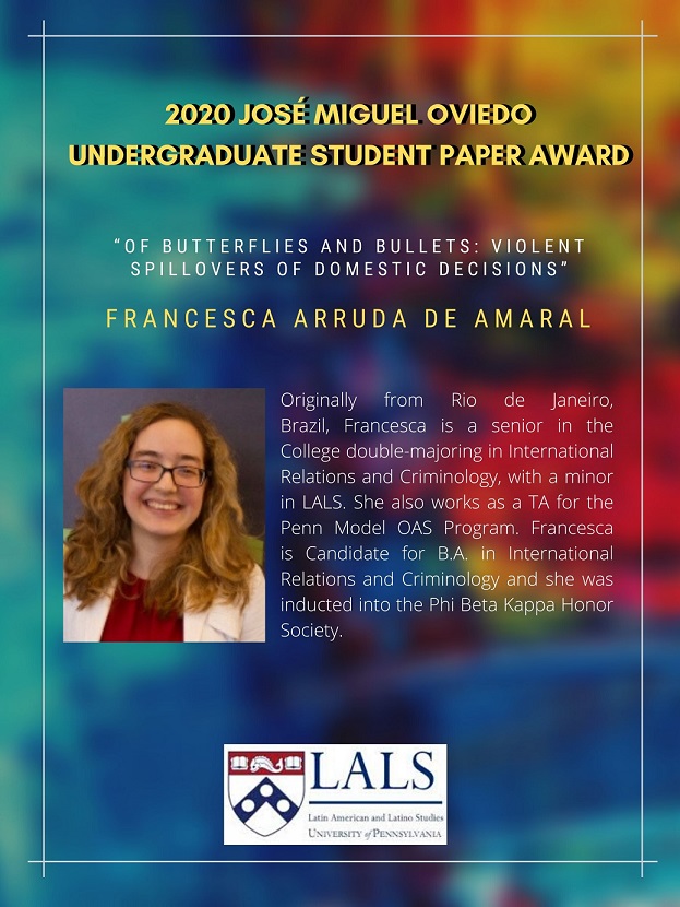 José M. Oviedo Undergraduate Student Paper Award Winner 2020