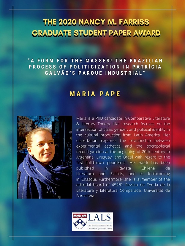  Nancy M. Farriss Graduate Student Paper Award